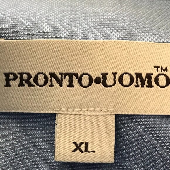 Pronto Uomo Men Light Blue 80s 2 Ply Non Iron Long Sleeve Button Up Shirt - Picture 4 of 12